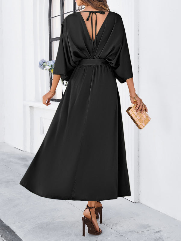 Valencia Satin Kimono Maxi Dress