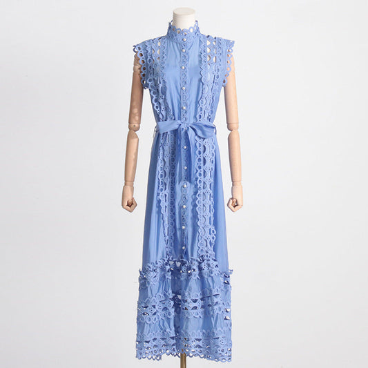 Grace Embroidered Button-Down Midi Dress