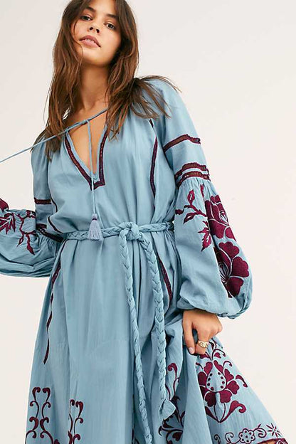 Wanderfolk Embroidered Midi Dress
