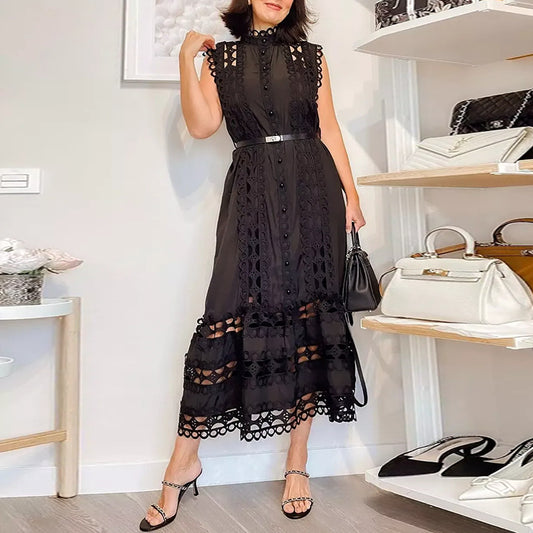 Grace Embroidered Button-Down Midi Dress