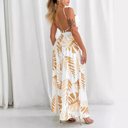 Golden Palm Cutout Maxi Dress