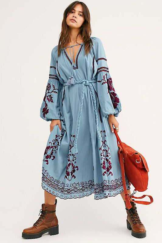 Wanderfolk Embroidered Midi Dress