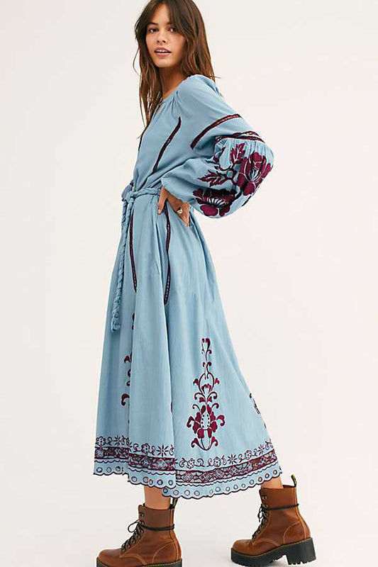 Wanderfolk Embroidered Midi Dress