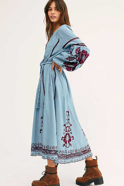 Wanderfolk Embroidered Midi Dress