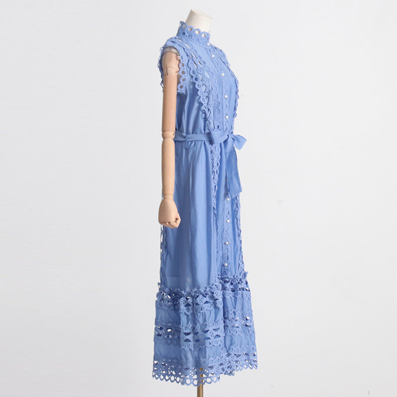 Grace Embroidered Button-Down Midi Dress