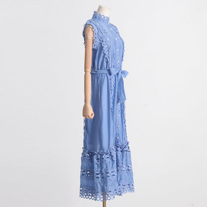 Grace Embroidered Button-Down Midi Dress