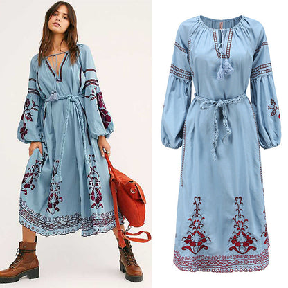 Wanderfolk Embroidered Midi Dress