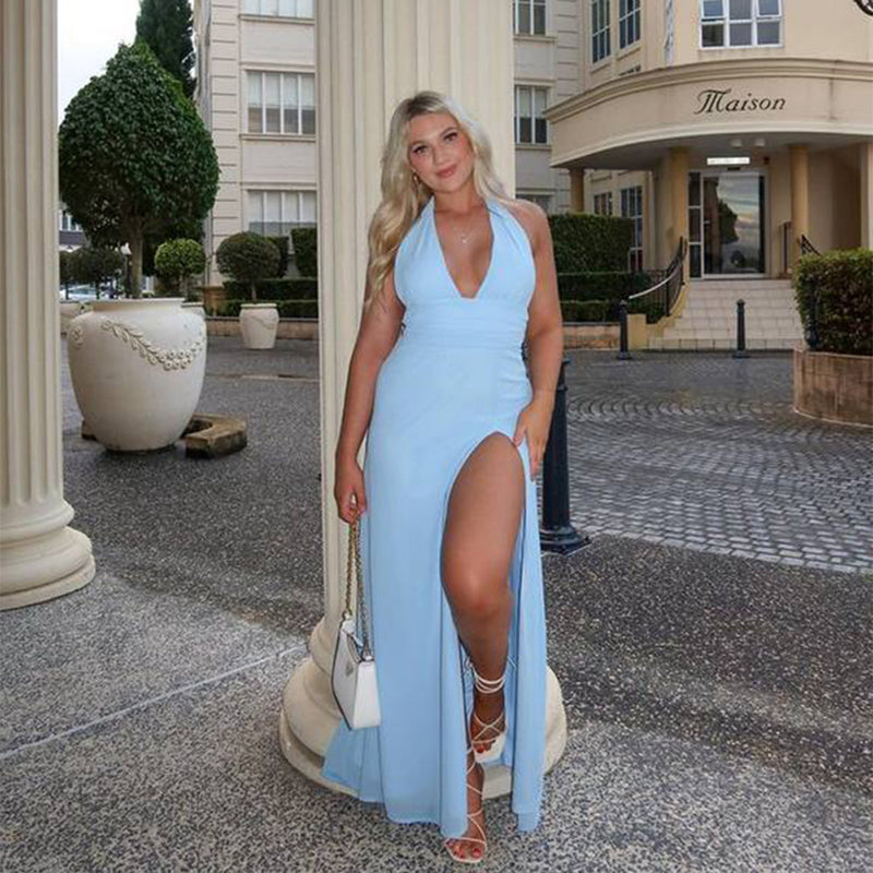 Allure Halter Slit Maxi Dress