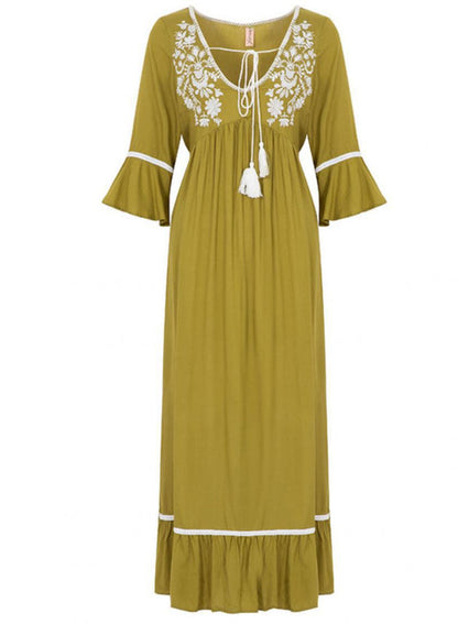 Bloom Boho Embroidered Maxi Dress