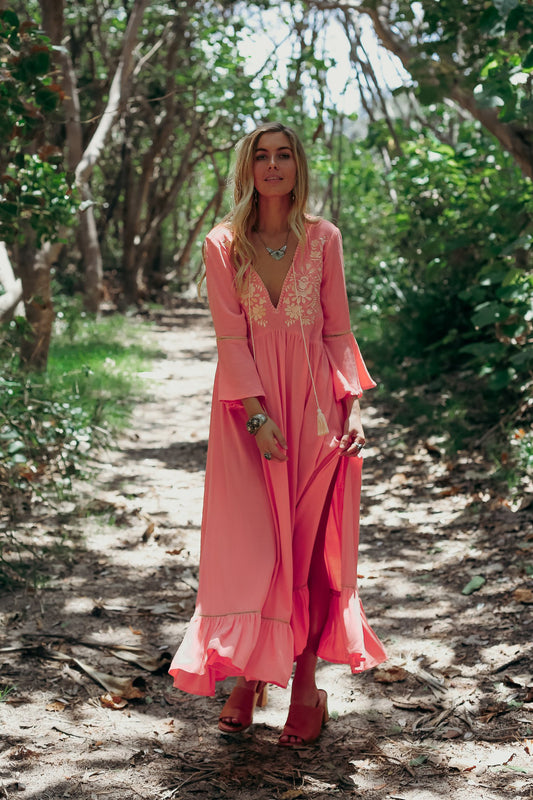 Bloom Boho Embroidered Maxi Dress