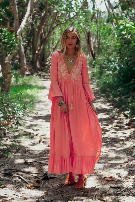 Bloom Boho Embroidered Maxi Dress