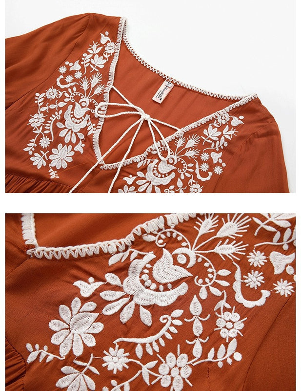 Bloom Boho Embroidered Maxi Dress