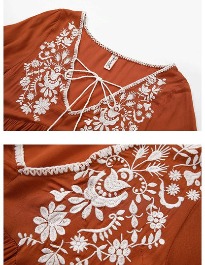 Bloom Boho Embroidered Maxi Dress