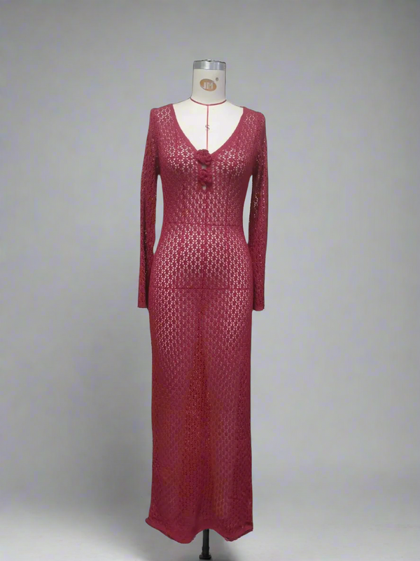 Ocean Bloom Crochet Maxi Dress