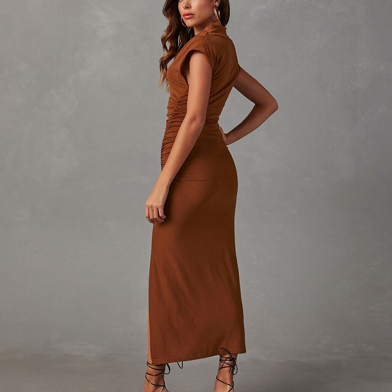 Sculpted Elegance Ruched Midi Dress