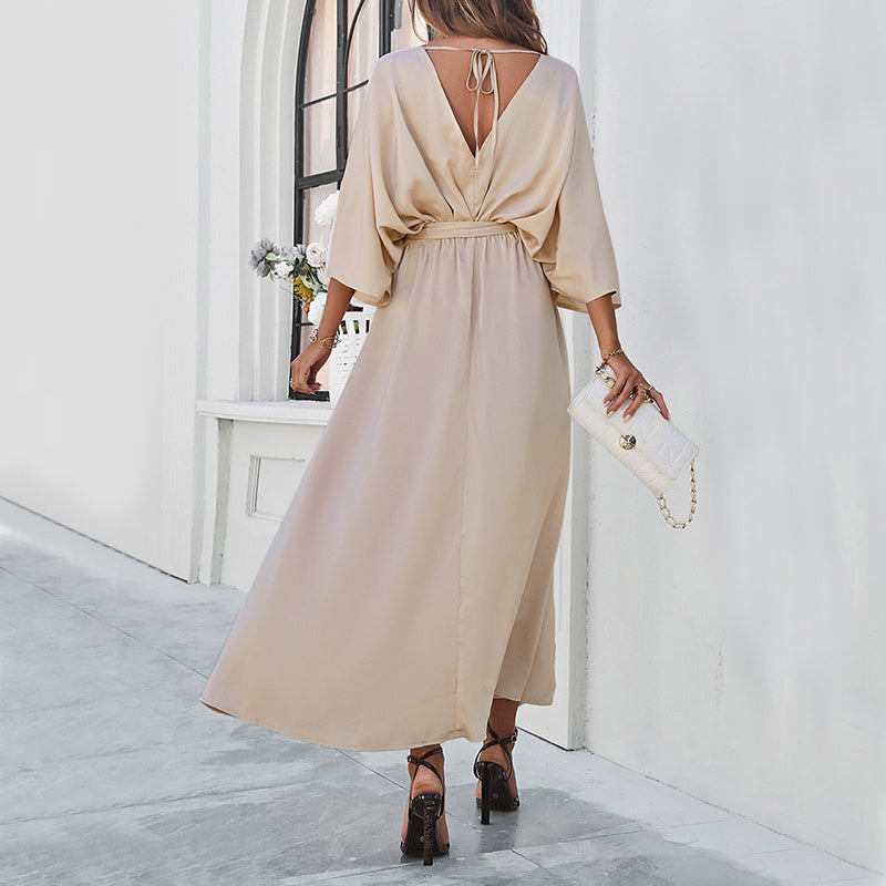 Valencia Satin Kimono Maxi Dress