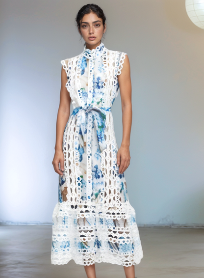 Grace Embroidered Button-Down Midi Dress