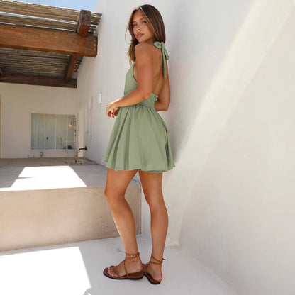 Sunset Glow Halter Mini Dress