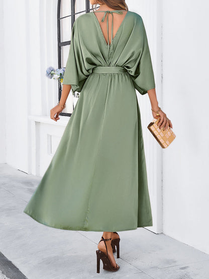 Valencia Satin Kimono Maxi Dress