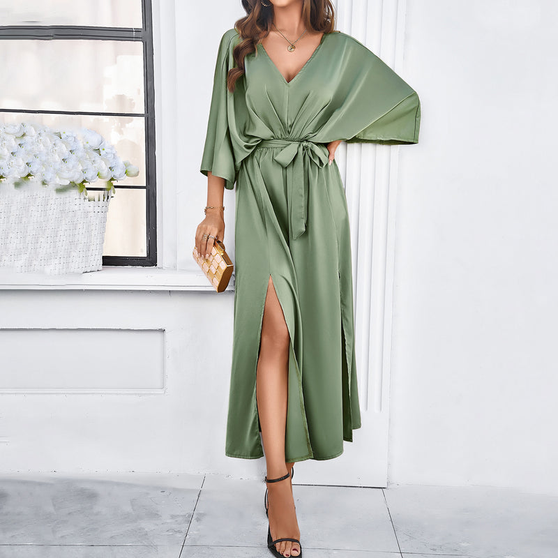 Valencia Satin Kimono Maxi Dress