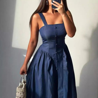 Coastal Charm Button-Front Dress