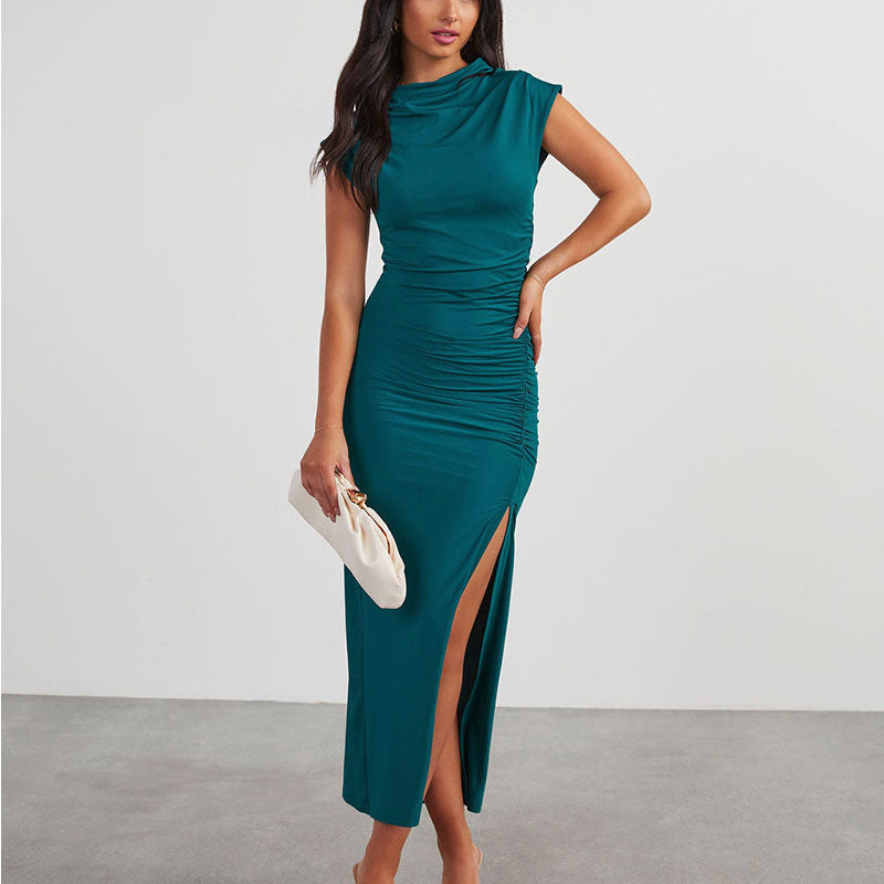 Sculpted Elegance Ruched Midi Dress