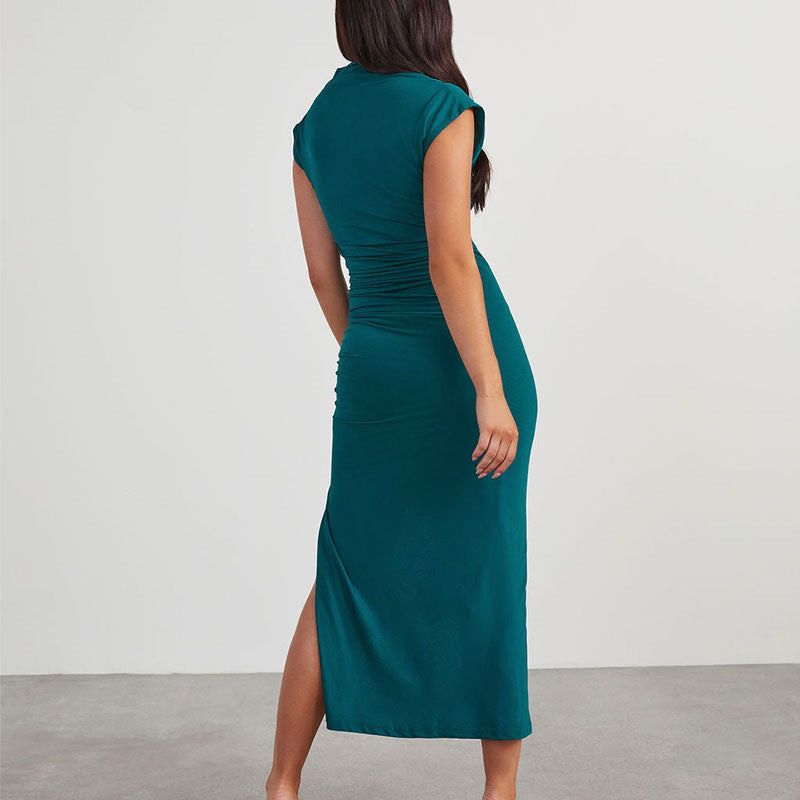 Sculpted Elegance Ruched Midi Dress
