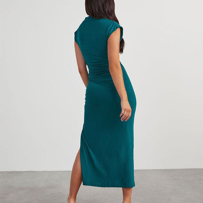 Sculpted Elegance Ruched Midi Dress