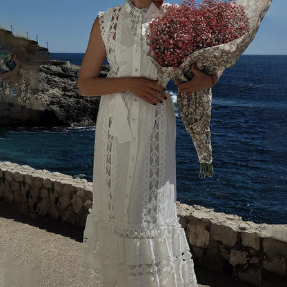 Grace Embroidered Button-Down Midi Dress