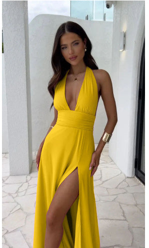 Allure Halter Slit Maxi Dress